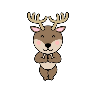 感謝するトナカイキャラのイラスト