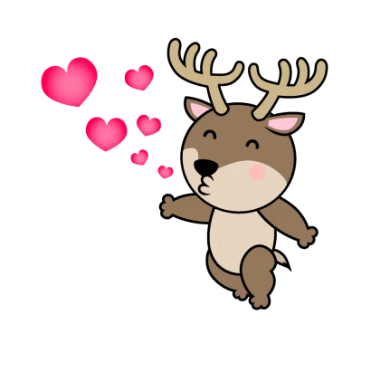 キスするトナカイキャラのイラスト