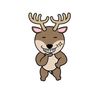 ニヤリ笑うトナカイキャラのイラスト