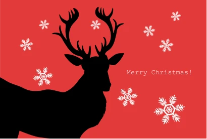 トナカイのクリスマスカードのイラスト