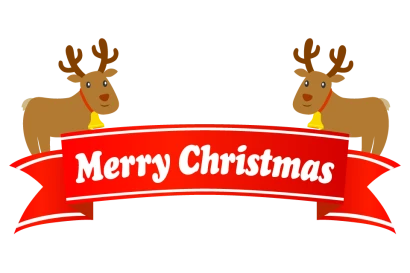 トナカイのメリークリスマスリボンのイラスト