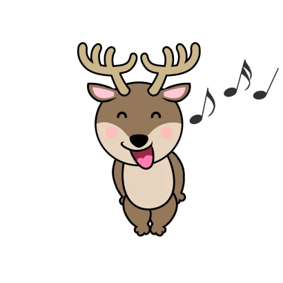 歌うトナカイキャラのイラスト