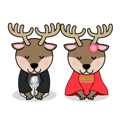 お正月のトナカイキャラのイラスト