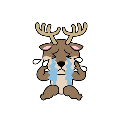 泣くトナカイキャラのイラスト