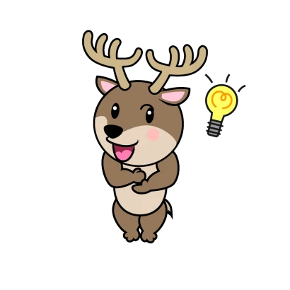 ひらめくトナカイキャラのイラスト