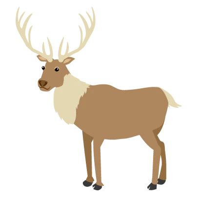 振り返るトナカイ（線無し）のイラスト