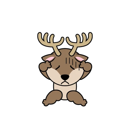 悩むトナカイキャラのイラスト