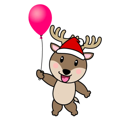 風船のトナカイキャラのイラスト