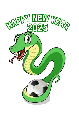 サッカーボールと蛇キャラクターのイラスト