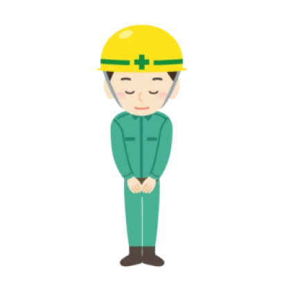 お辞儀をする工事作業員のイラスト