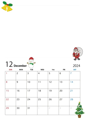 写真入り2024年12月カレンダーのイラスト