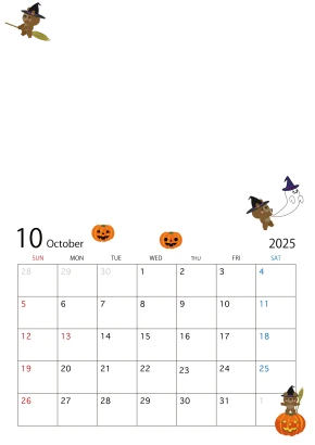 写真入り2025年10月カレンダーのイラスト