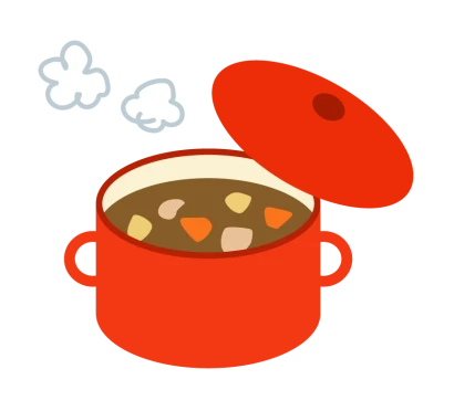 赤いお鍋とカレーのイラスト