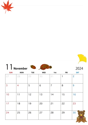写真入り2024年11月カレンダーのイラスト