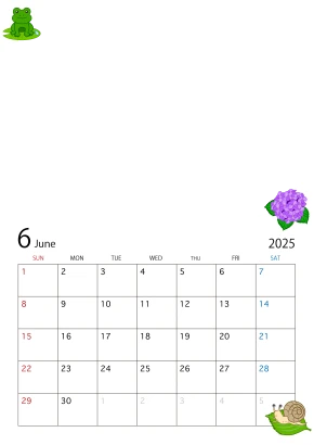 写真入り2025年6月カレンダーのイラスト