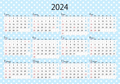 水玉の2024年カレンダーのイラスト