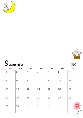 写真入り2024年9月カレンダーのイラスト
