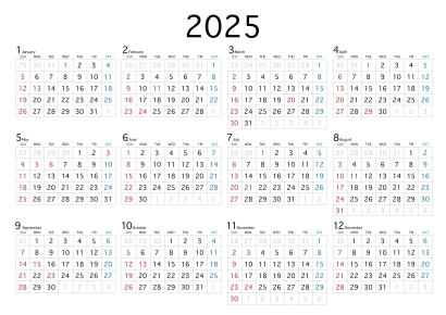 2025年カレンダーのイラスト