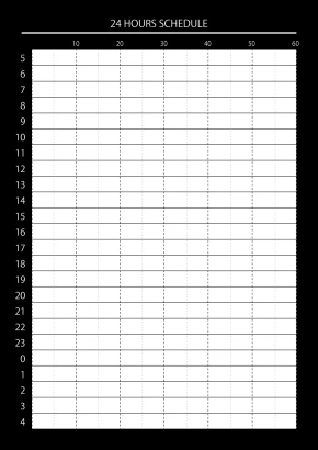24時間スケジュール表（黒）のイラスト