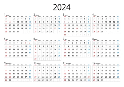 2024年カレンダーのイラスト