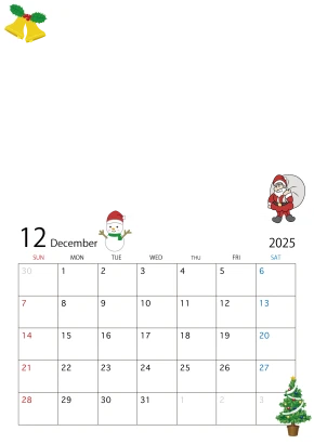 写真入り2025年12月カレンダーのイラスト