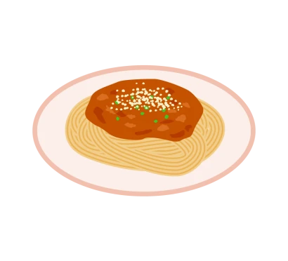 ミートソース（ボロネーゼ）スパゲティのイラスト