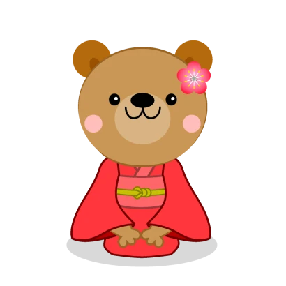 着物姿のクマのイラスト