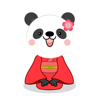 着物姿のパンダのイラスト