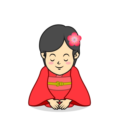 着物姿でお辞儀する成人女性のイラスト