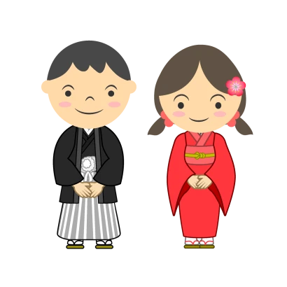 紋付袴の子供のイラスト