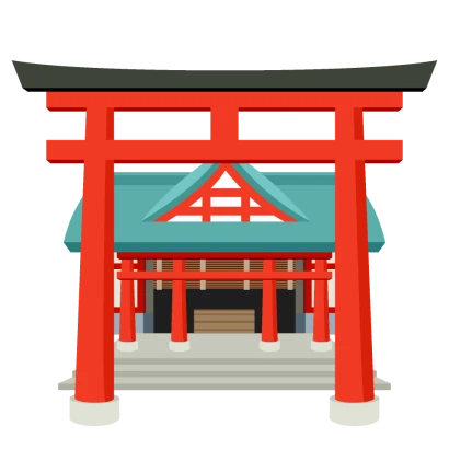 朱色の神社のイラスト