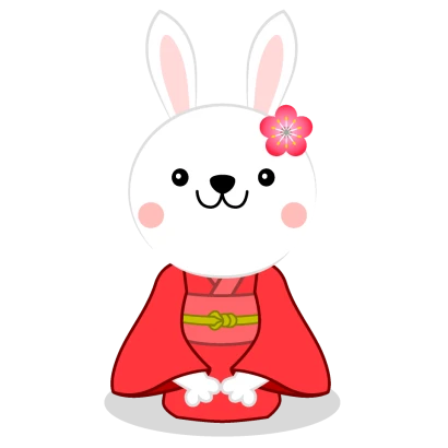 着物姿のウサギのイラスト