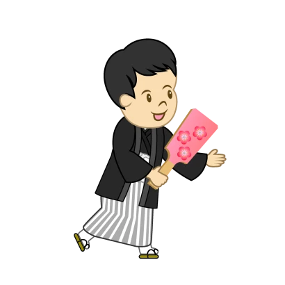 羽根つきする男の子のイラスト