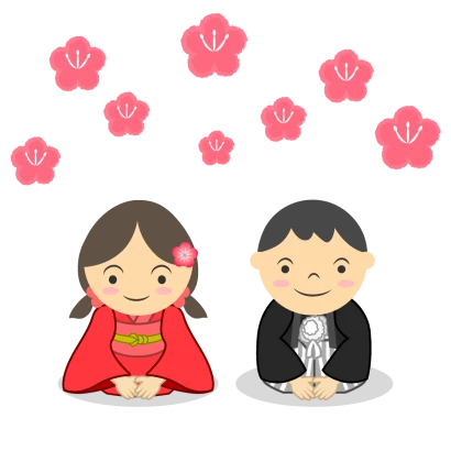 梅の花と子供のイラスト