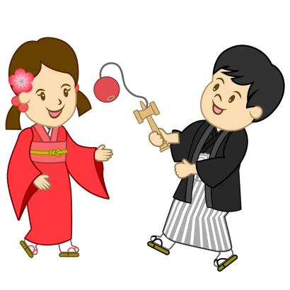 正月のけん玉のイラスト