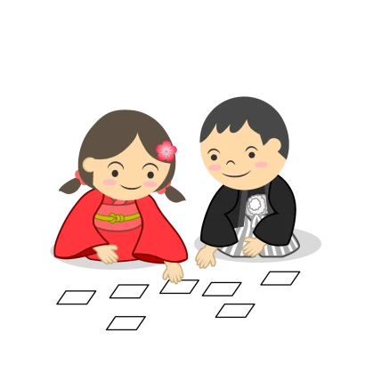 かるた遊びする子供のイラスト