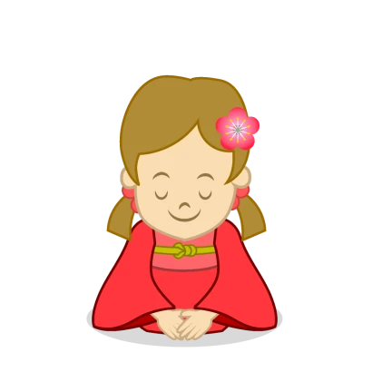お辞儀して挨拶する女の子のイラスト