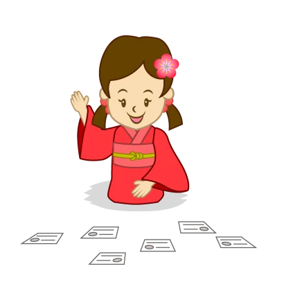 かるたする女の子のイラスト