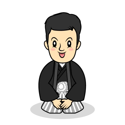 紋付袴姿の成人男性のイラスト
