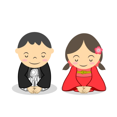 新年挨拶する子供のイラスト