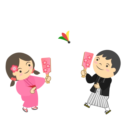 羽根つきする子供のイラスト