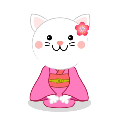 着物姿のネコのイラスト