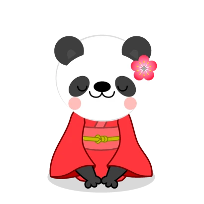 着物姿でお辞儀するパンダのイラスト