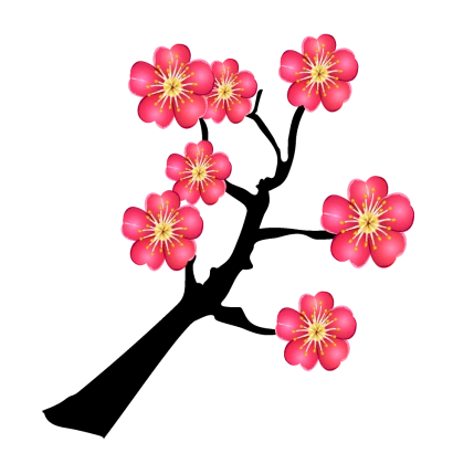 木に咲く梅の花のイラスト