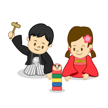 正月のだるま落としのイラスト