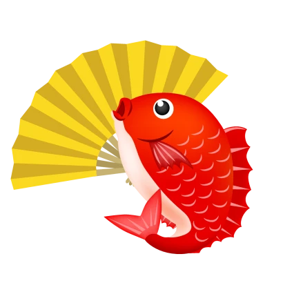 扇子のめで鯛のイラスト