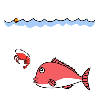 海老で鯛を釣るのイラスト