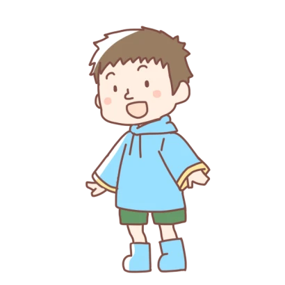 レインコートを着た男の子