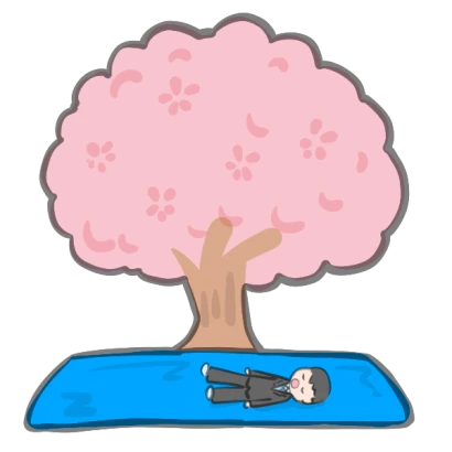 花見の場所取りで昼寝