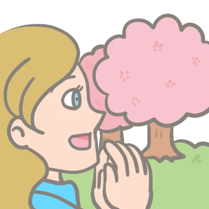 外国人女性のお花見